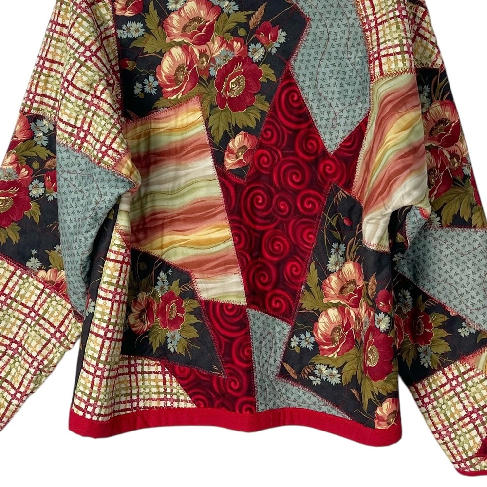 Jerzees Floral Quilt Jacket Large Patchwork Quilt… - image 7